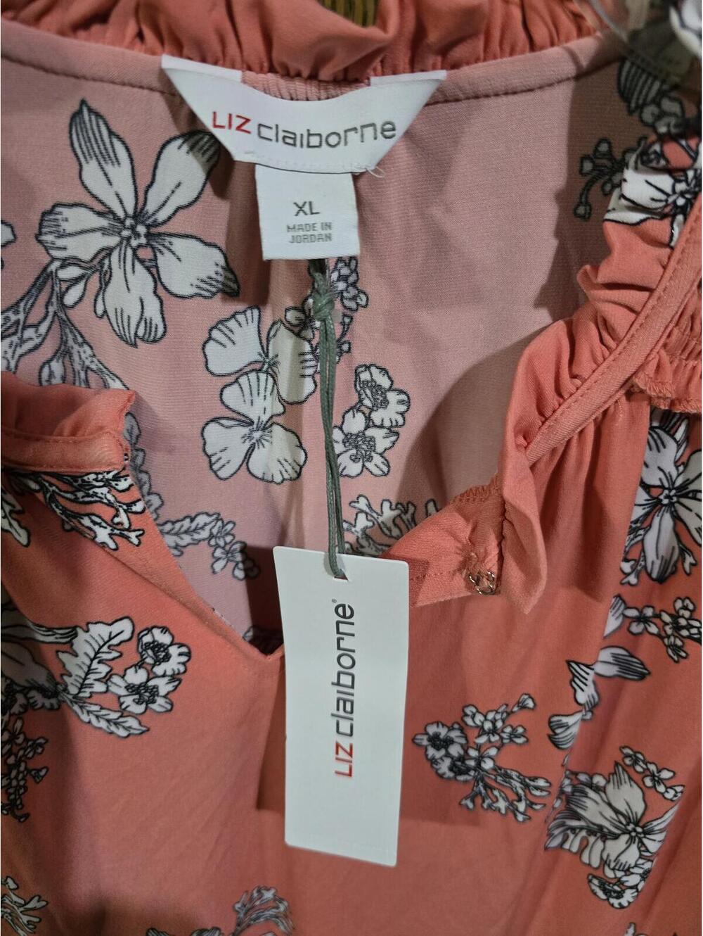 Liz Claiborne Coral Floral Blouse Size XL NWT - Picture 4 of 4